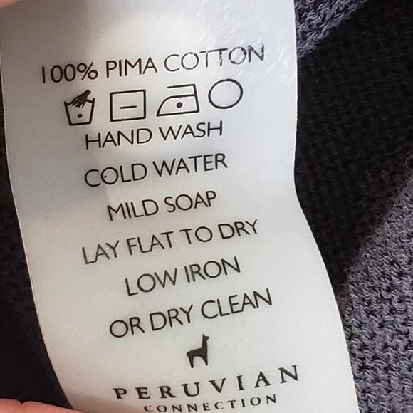 Peruvian Connection Sweater Size Medium M Pima Cotton Crop Lightweight Black - Picture 7 of 10